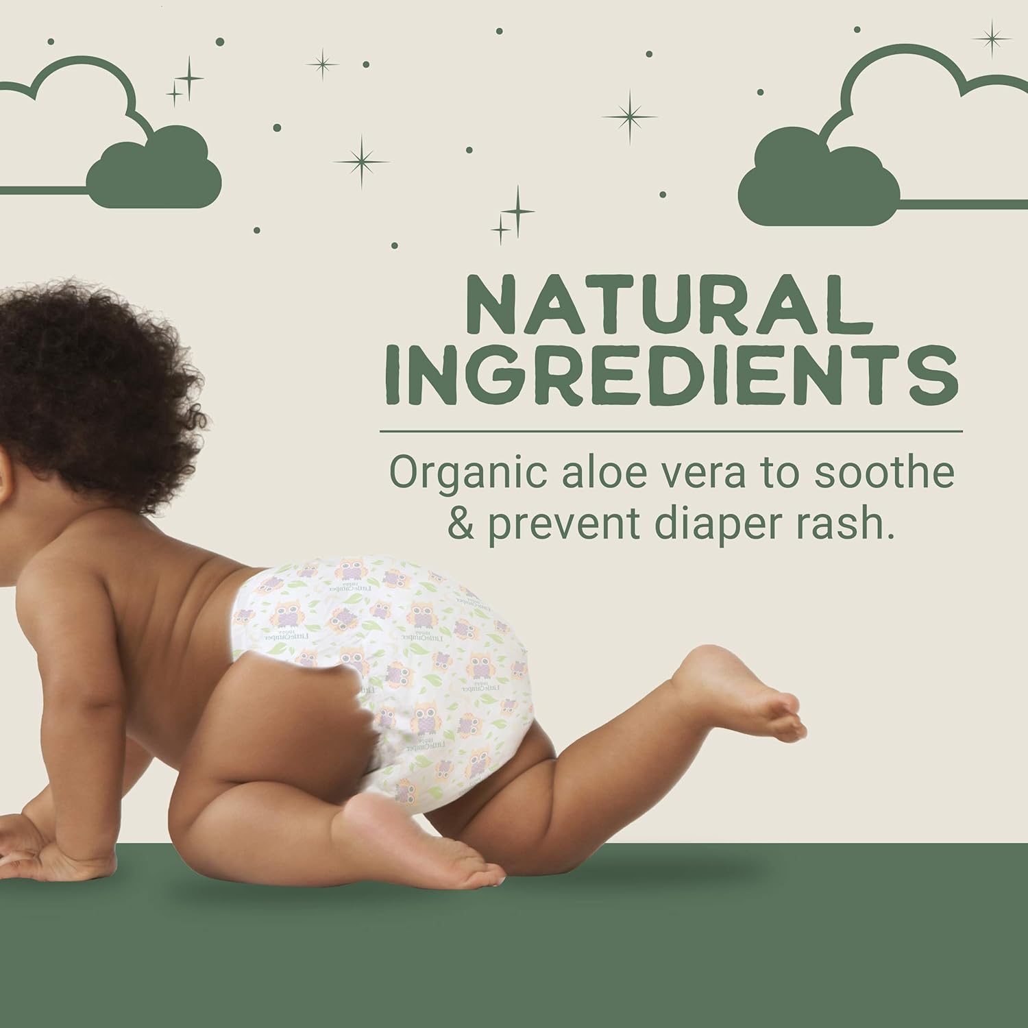Happy Little Camper Natural Disposable Baby Diapers, Gentle on Skin, Ultra-Absorbent, Hypoallergenic, Chlorine Free, Safe for Sensitive Skin, Fragrance Free, Junior, Diapers Size 6, 102 Count - Image 5